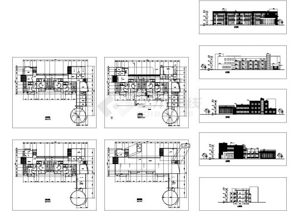 3242平方米三层幼儿园教学楼建筑施工cad图，共九张-图一