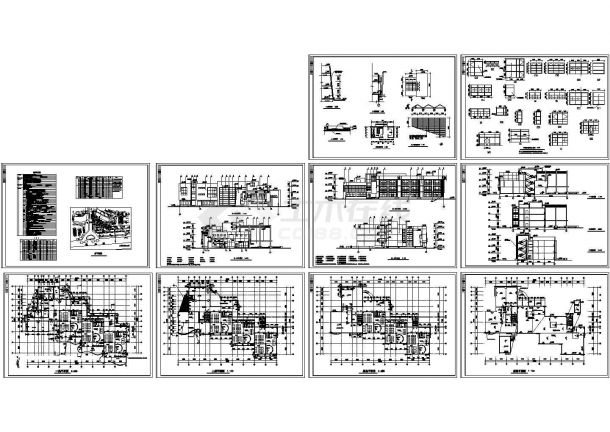 3034平方米三层框架结构幼儿园建筑施工cad图，共十张-图一
