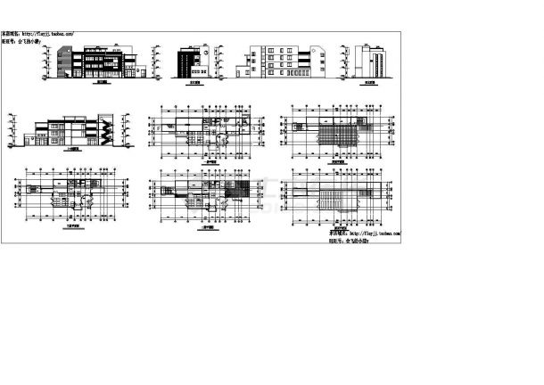 四层幼儿园建筑施工cad图(含平立剖面图，共九张)-图二