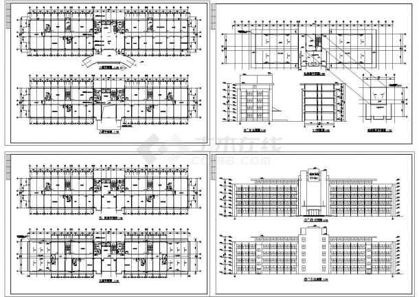 办公楼设计_某工业公司五层框架结构办公楼设计cad全套建筑施工图（标注详细）-图一
