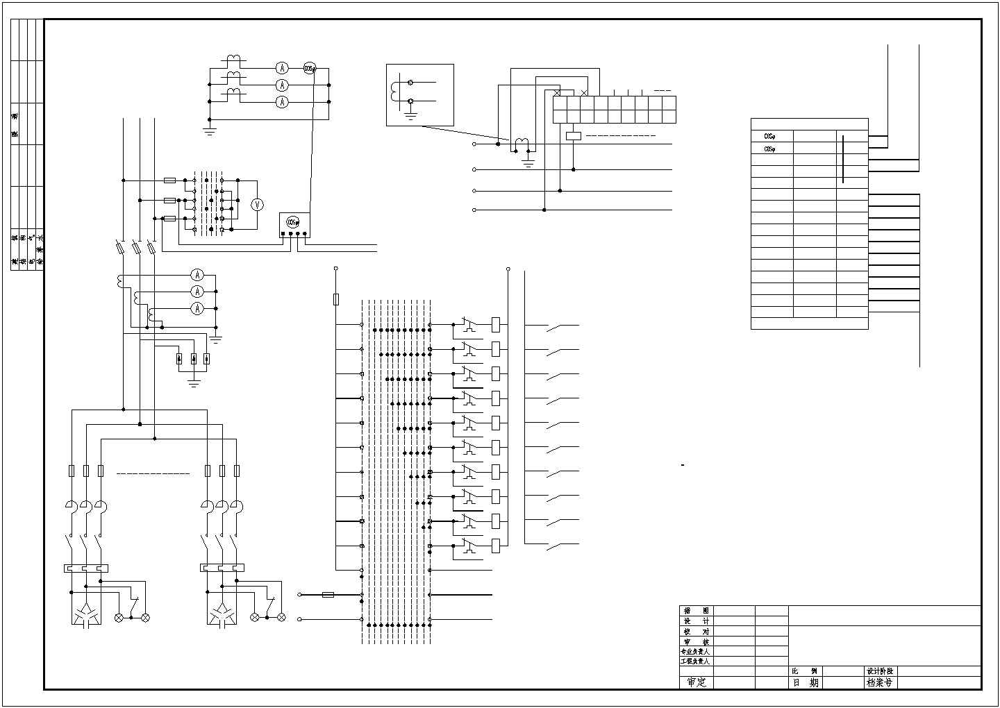 某型号电容补偿柜二次接线电气原理示意设计工艺CAD图纸
