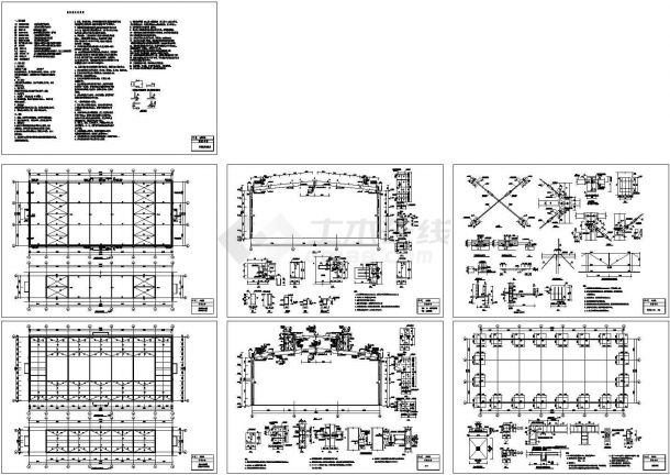 《混凝土结构》课程设计某单层工业厂房设计cad全套结构施工图纸（含设计说明，含计算书）-图一
