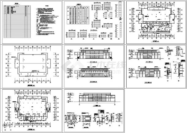 【杭州】学院新校舍全套建筑施工cad图（含屋顶平面图，剖面图）-图一