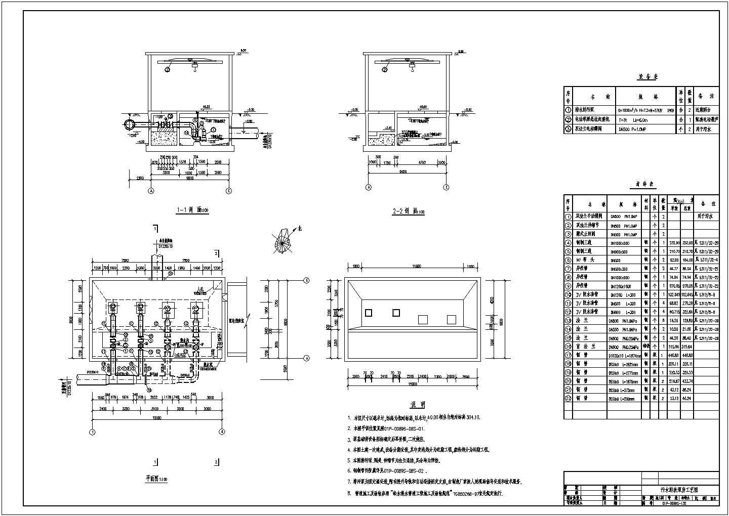 某化工厂污水排放泵房设计方案全套CAD图