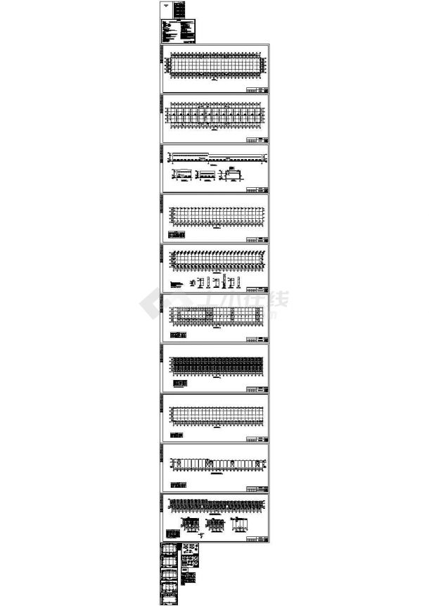 黄冈某24米单层跨钢结构厂房施工cad图，共二十五张-图一