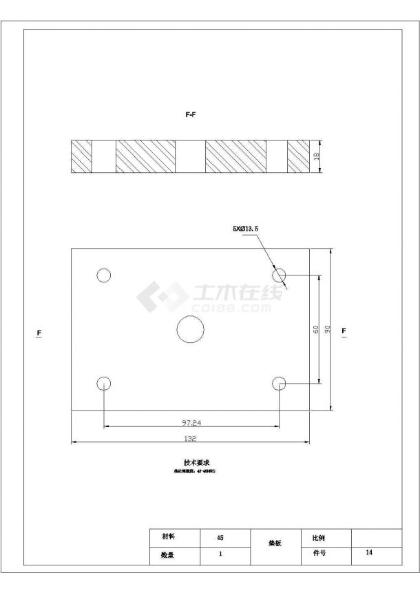 某垫板零件冲压成型工艺及模具设计垫板CAD构造施工图-图一