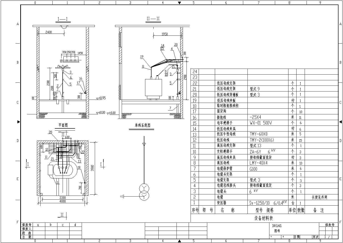 某变压器CAD安装基础详图