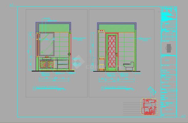 某三室一厅一卫户型样板房现代欧式风格室内装修设计cad全套施工图【含JPG效果图】-图二