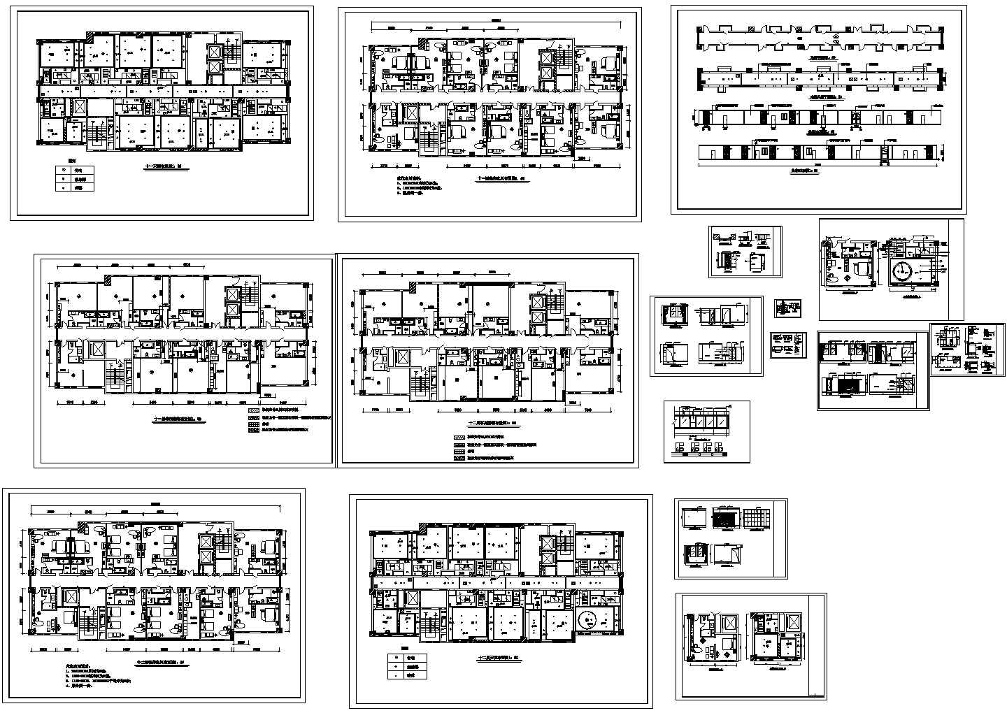某市区高级多层宾馆客房部建筑完整设计施工方案CAD图纸