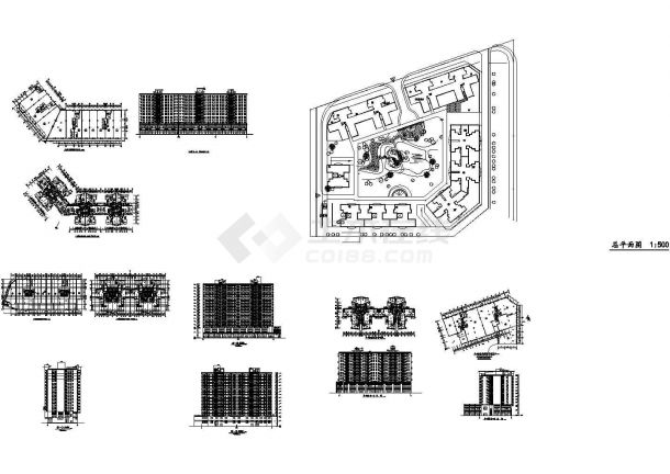 某城市大型高档小区高层住宅楼建筑方案设计施工CAD图纸-图一