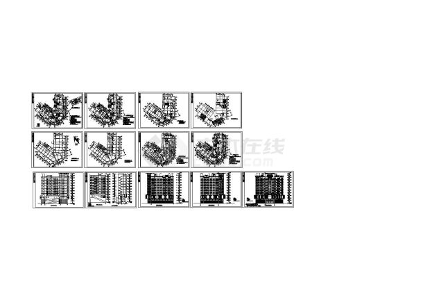 某市九层住宅小区建筑施工cad图，共十三张-图一