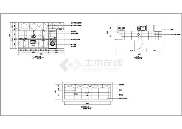 某一字型厨房CAD大样详细完整设计施工图-图一