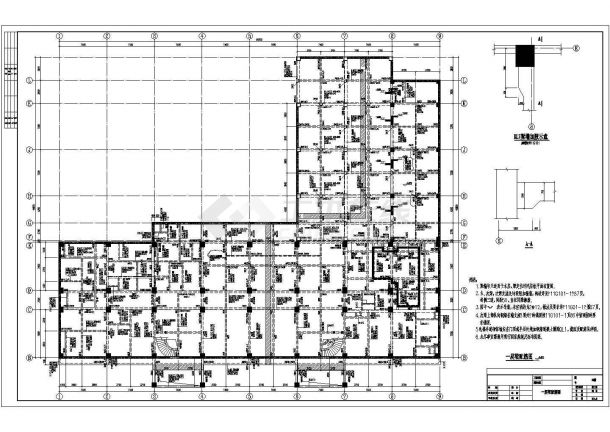 办公楼设计_[陕西]13层框架结构办公楼结构施工图-图一