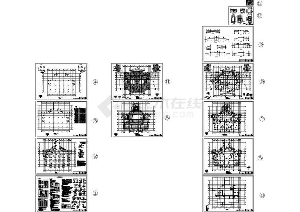 办公楼设计_[吉林]地上二层框架结构办公楼结构cad施工图-图一