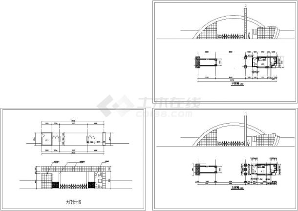 【金华】某工厂大门建筑设计施工CAD全套图纸-图一