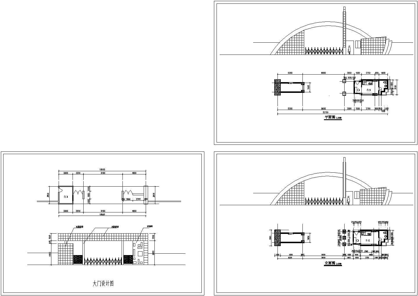 【金华】某工厂大门建筑设计施工CAD全套图纸