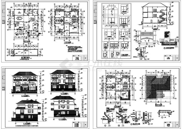 超豪华级别墅建筑施工设计cad图纸-图一