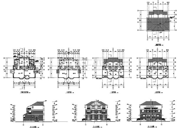 某住宅花园联体别墅建筑cad施工图纸-图一