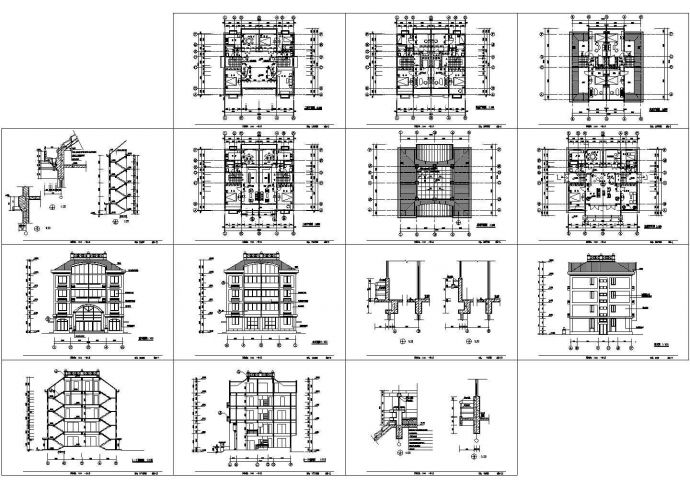 某地区大型小区五层独立住宅建筑设计施工CAD图纸_图1