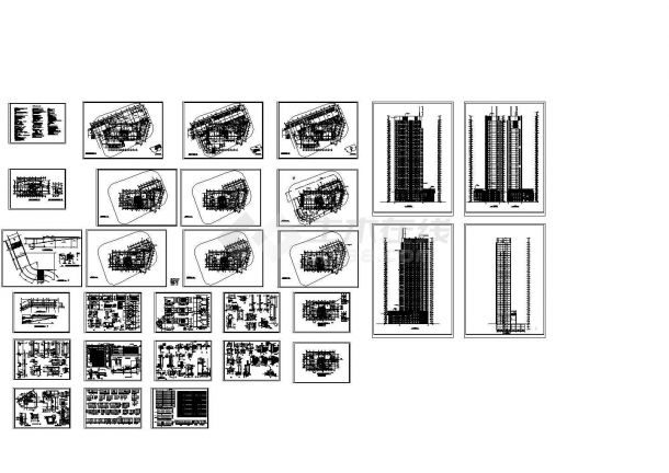 三十七层住宅楼建筑施工cad图(含平立面图，共二十九中)-图一