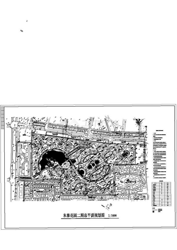 某花园住宅小区二期（总用地面积218080平方米）规划设计cad总平面施工图（含设计说明，含经济技术指标）-图一