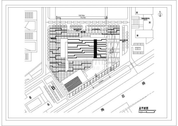 某华东理工大学新建奉贤校区体育馆新总图CAD设计剖面图-图一