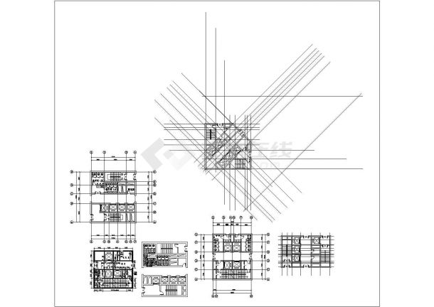 某几种高层核心筒CAD节点平立剖构造设计图-图一