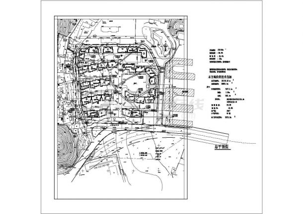某高档住宅小区规划设计cad总平面施工图（含经济技术指标）-图一