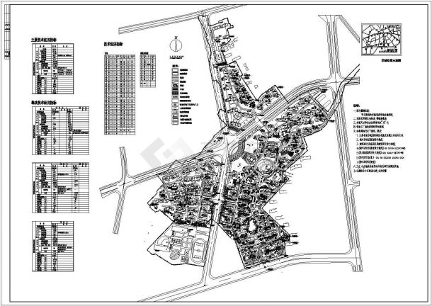某新城市总体规划设计cad总平面施工图（含设计说明，含经济技术指标）-图一