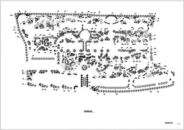 某城市植物小游园绿化规划设计cad乔灌木配置总图（标注详细）-图一