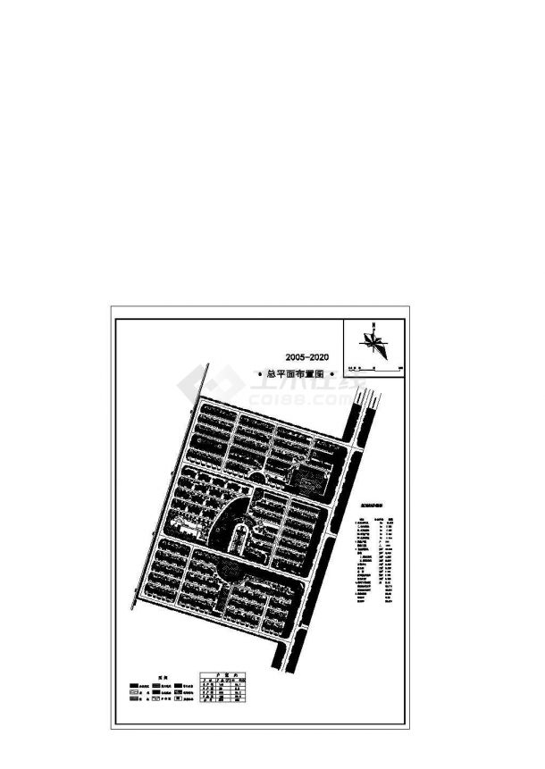 某中心村（规划总用地14.972ha）建设规划设计cad施工总平面图（含经济技术指标）-图一