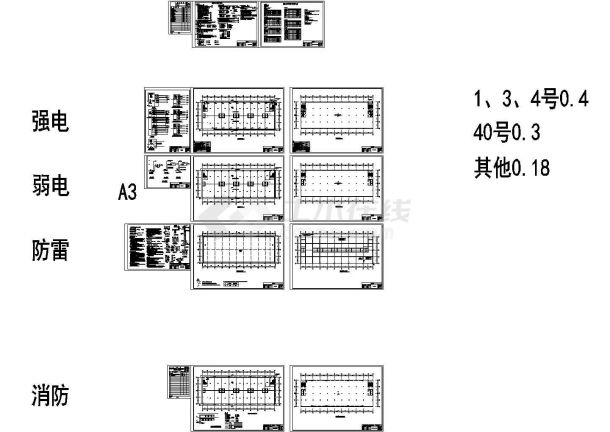 某两层商铺电气施工CAD图-图一