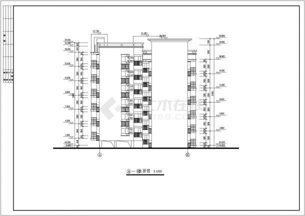 某长23.6米 宽18.1米 七层复式1梯4户点式住宅楼CAD完整节点设计图-图一