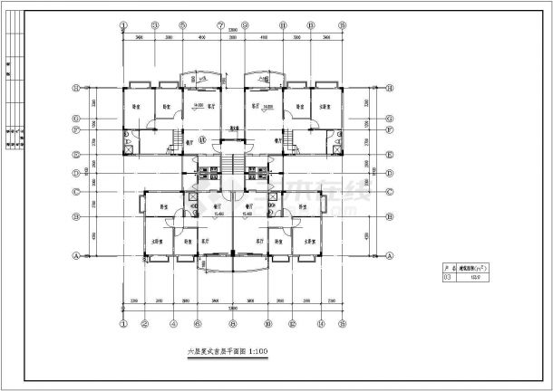 某长23.6米 宽18.1米 七层复式1梯4户点式住宅楼CAD完整节点设计图-图二