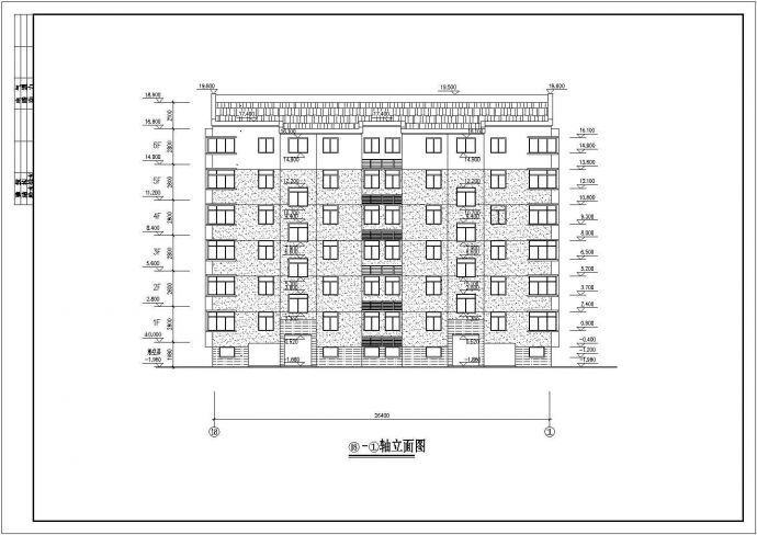 某长26.4米 宽10.5米 六层二单元2户对称户型住宅CAD完整施工平面图_图1