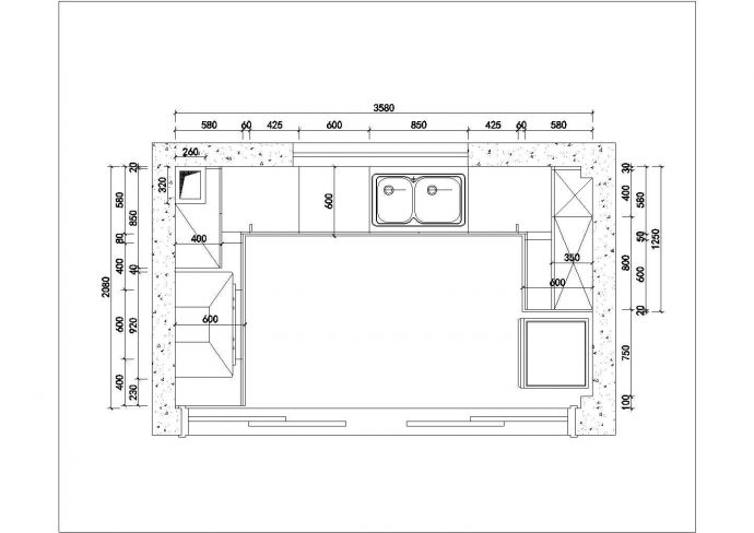 某橱柜CAD完整节点设计构造图纸_图1