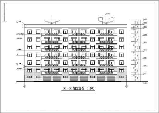 某长37.1米 宽9.3米 6层2单元每单元2户住宅楼CAD设计图 含详图-图二