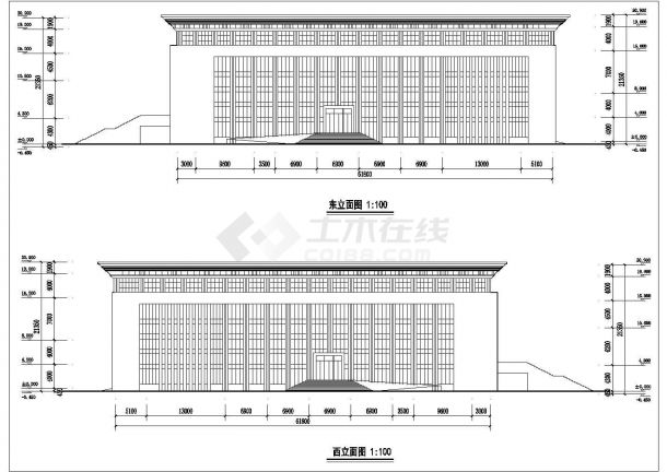 某三层小型现代影剧院建筑CAD全套构造设计方案图-图二