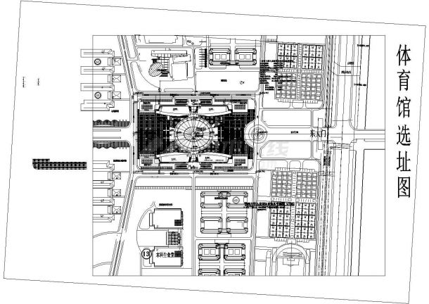 某东南大学九龙湖体育馆CAD完整节点设计构造总平面-图一
