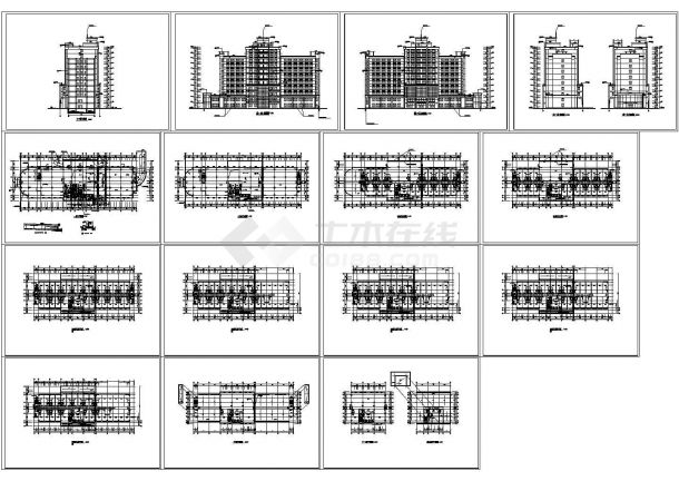【西安】某大型商务楼建筑施工CAD全套图纸-图一