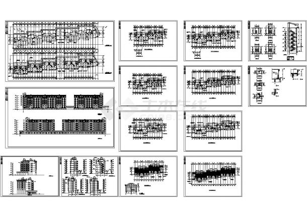 某市六层高档小区公寓楼建筑施工cad图(带阁楼层平面图，共十四张)-图二