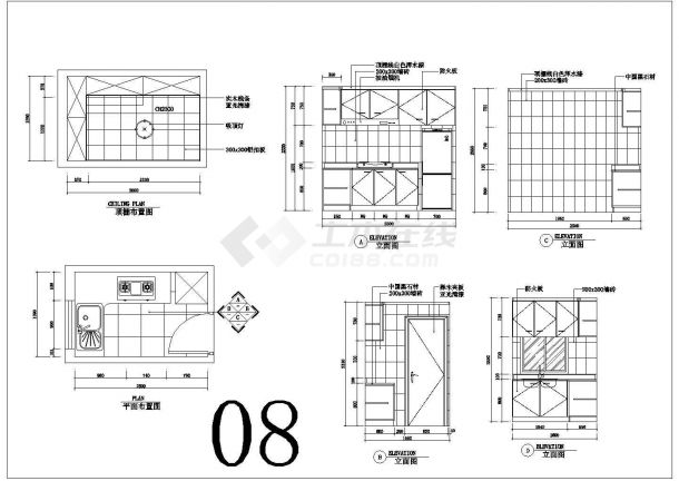 某厨房橱柜CAD完整构造施工节点设计图纸-图一