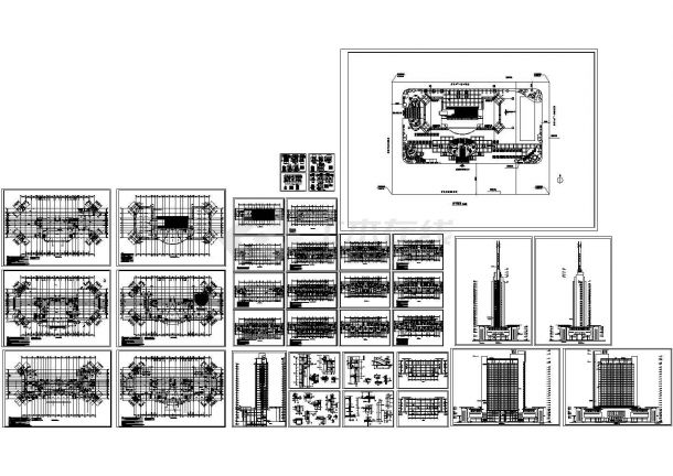 【上海】某高层大厦建筑设计施工CAD全套图纸-图一