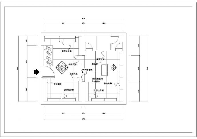 某38平方简单服装店装修CAD大样详细构造设计图纸_图1