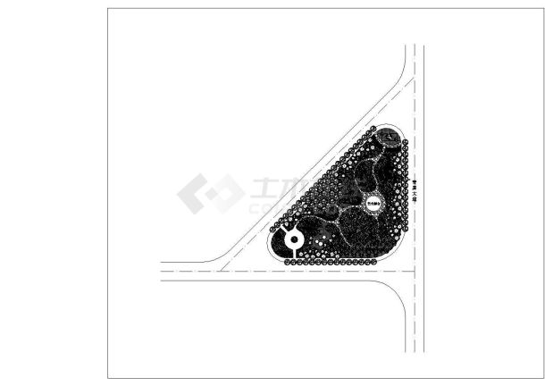 某地区三角岛绿化设计cad总平面施工图（甲级院设计）-图一