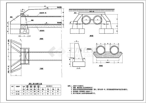 某圆管涵CAD完整节点构造设计施工图-图二