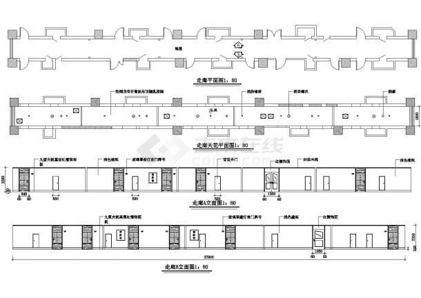 某四星级酒店客房CAD全套构造节点设计立面-图一