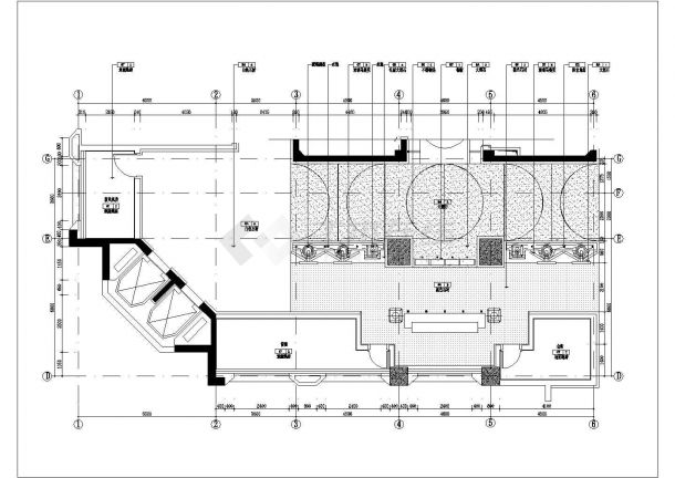 某五星级酒店二层餐厅CAD施工图电梯厅入口及前厅平面图-图一