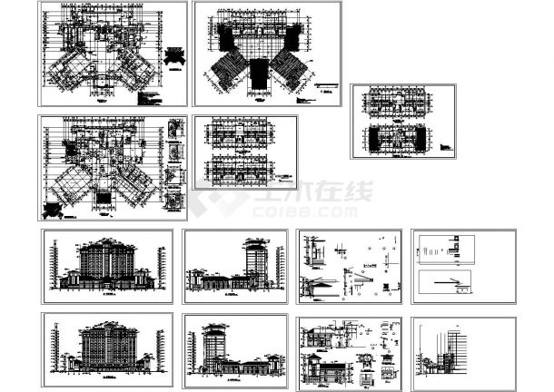 某地区汇景酒店综合楼全套建筑设计方案施工CAD图纸-图一