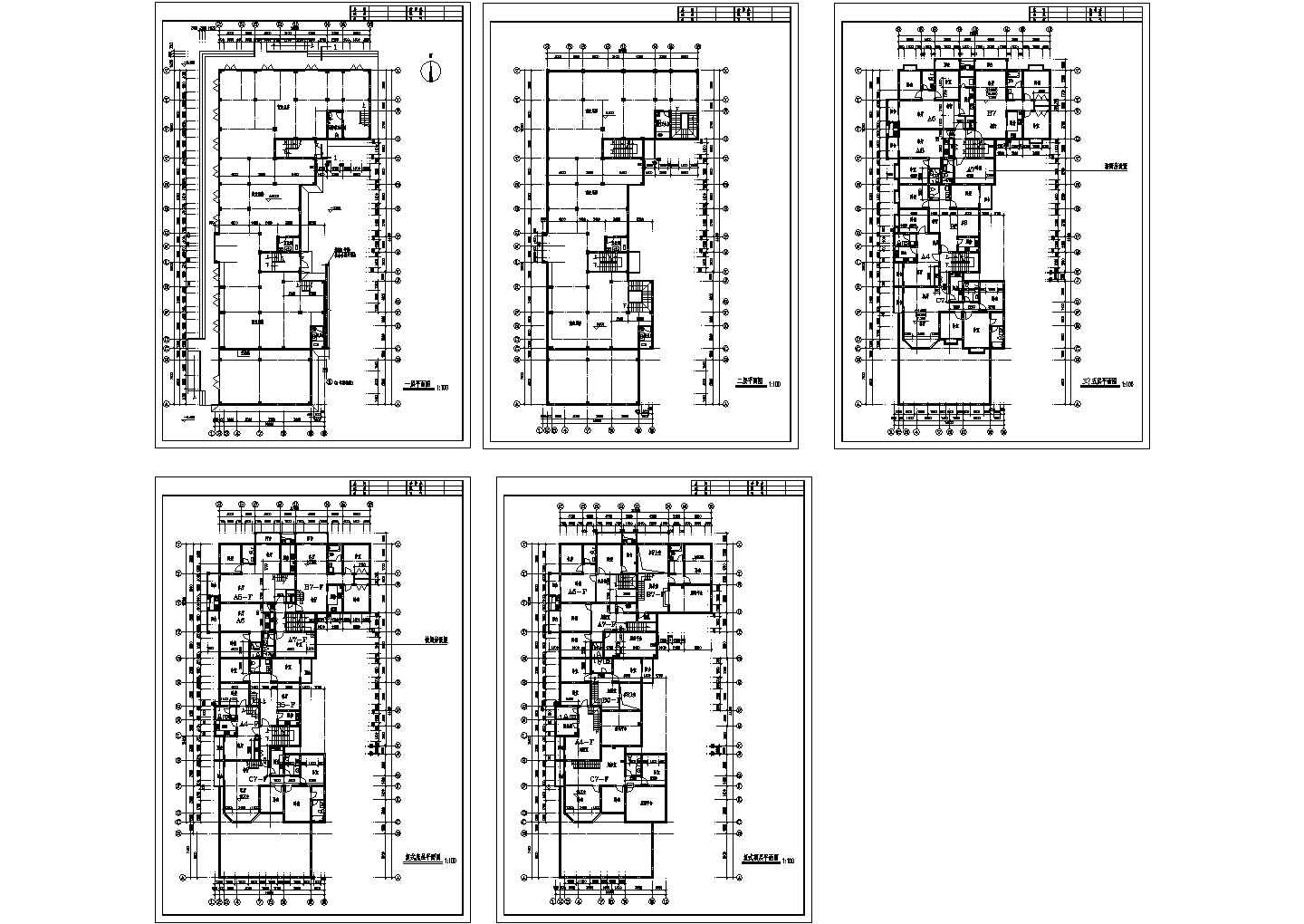 某地区九龙园多层住宅楼建筑平面设计方案施工CAD图纸
